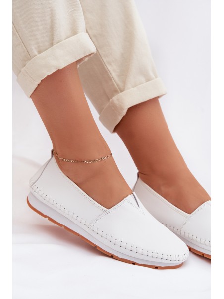 Leather Women's Loafers LR61-7051 White