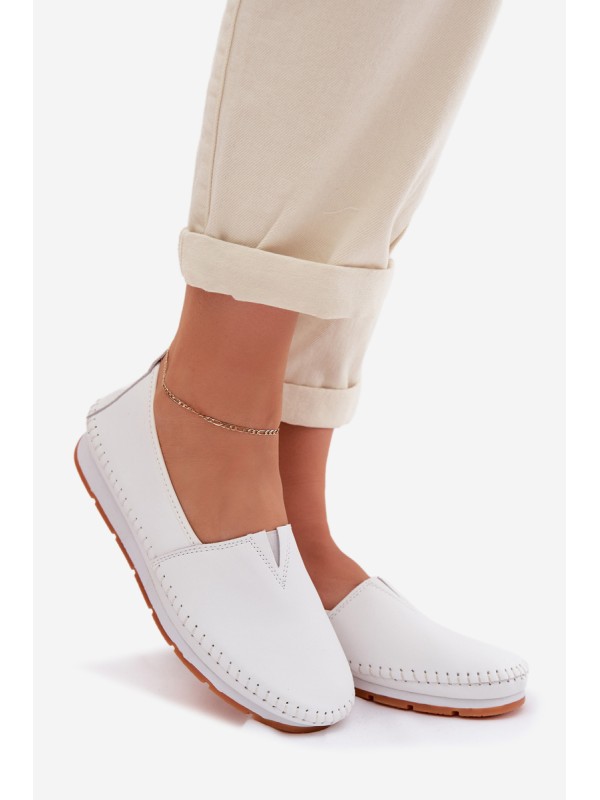Leather Women's Loafers LR61-7051 White