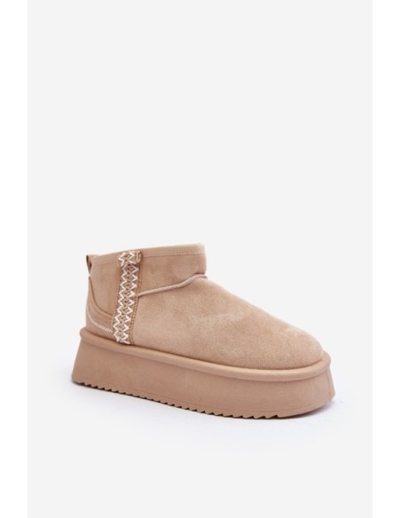 Beige Patterned Platform Snow Boots Udra