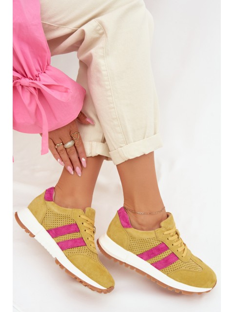 Women's Sneakers Made of Genuine Suede Yellow Marceline
