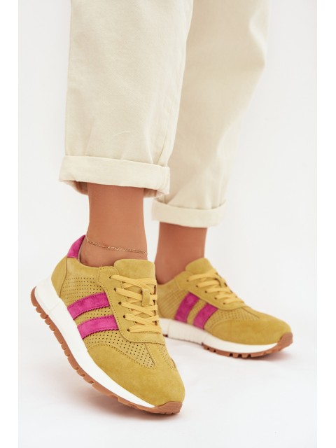 Women's Sneakers Made of Genuine Suede Yellow Marceline 2