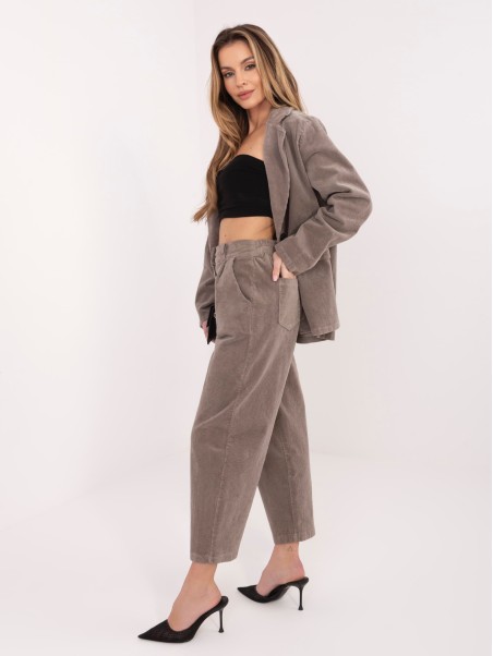 Kelnės-IT-SP-FL8916.80-tamsiai smėlio spalvos