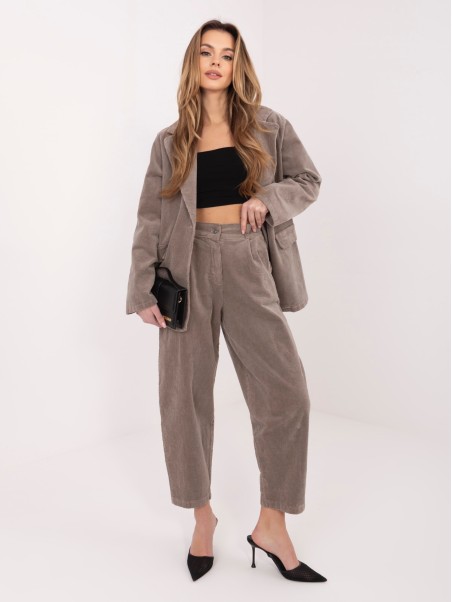 Kelnės-IT-SP-FL8916.80-tamsiai smėlio spalvos