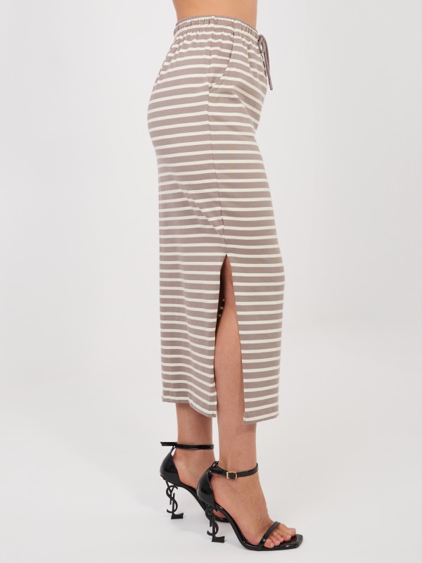 Spódnica-D12127M50254A-ciemny bezowy