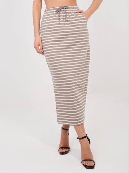 Spódnica-D12127M50254A-ciemny bezowy