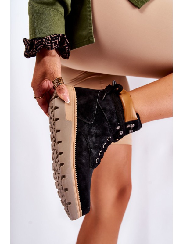 Leather Booties On The Platform Black Ressa