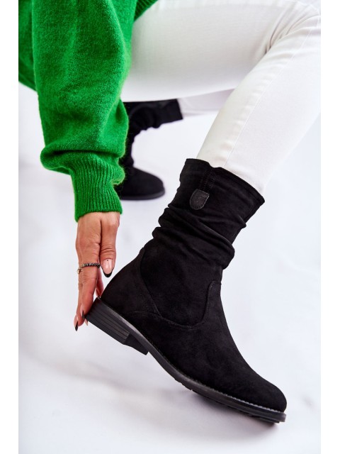 Women's Crinkled Suede Boots Black Joanne