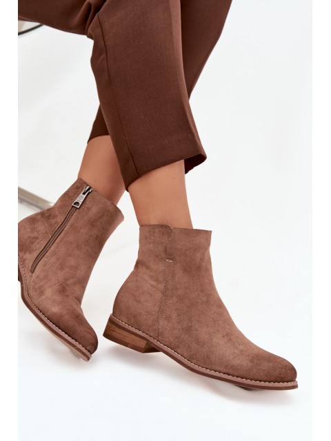 Women's Flat Heel Ankle Boots Vinceza 39961 Light Brown