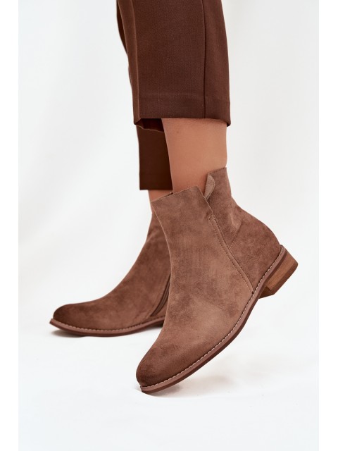 Women's Flat Heel Ankle Boots Vinceza 39961 Light Brown 2