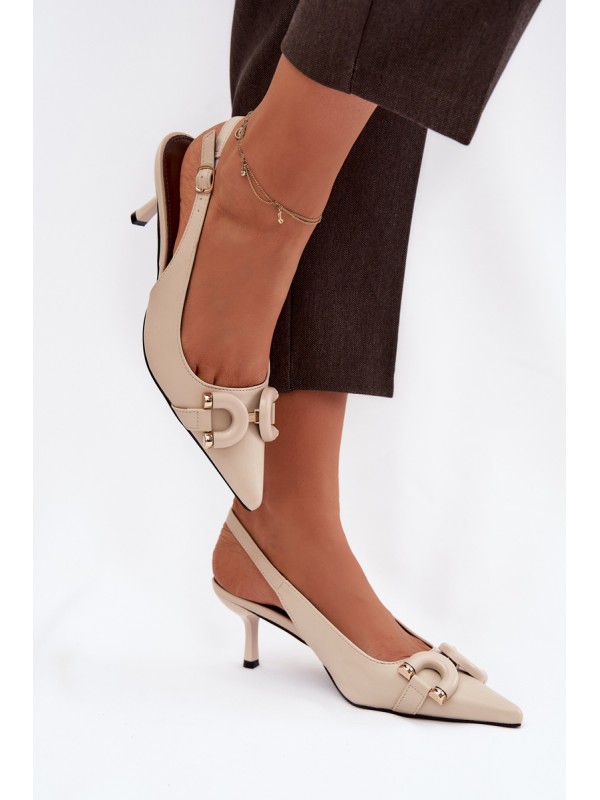 Women sandals on heel with decorative detail light beige Brienne