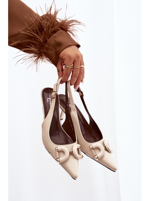 Women sandals on heel with decorative detail light beige Brienne 2