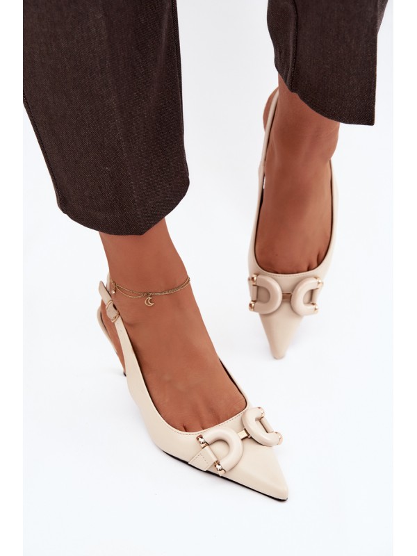 Women sandals on heel with decorative detail light beige Brienne