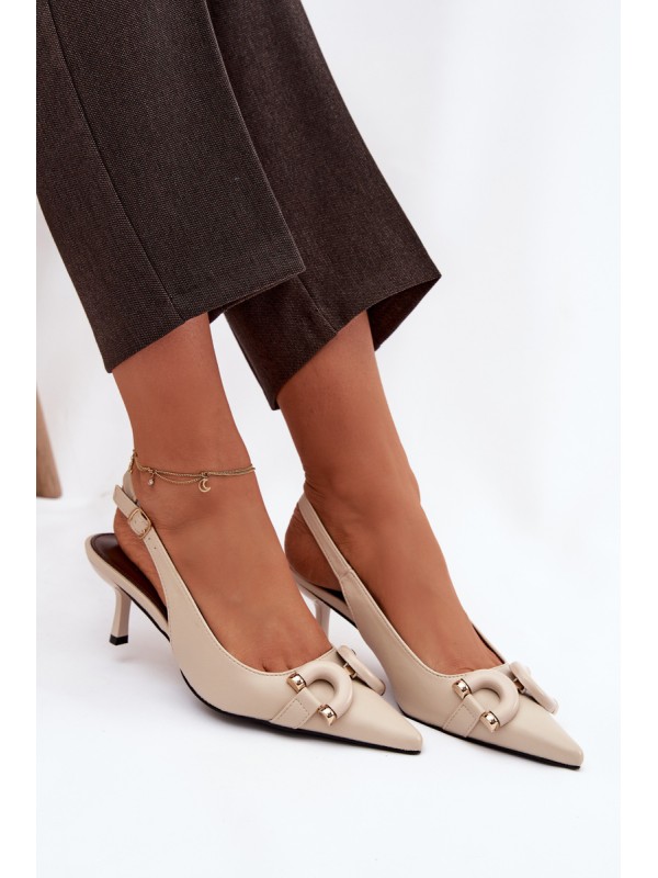 Women sandals on heel with decorative detail light beige Brienne