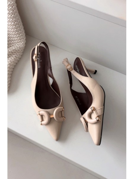 Women sandals on heel with decorative detail light beige Brienne