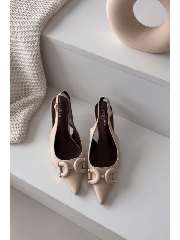 Women sandals on heel with decorative detail light beige Brienne