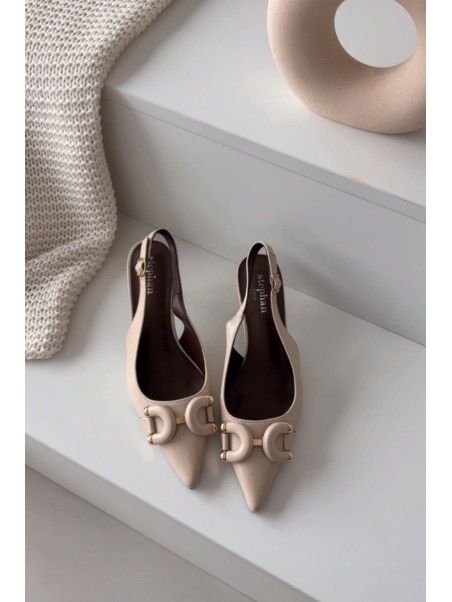 Women sandals on heel with decorative detail light beige Brienne