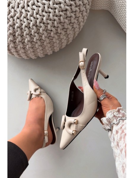 Women sandals on heel with decorative detail light beige Brienne