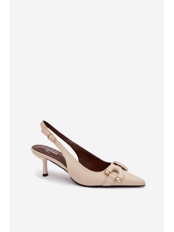 Women sandals on heel with decorative detail light beige Brienne