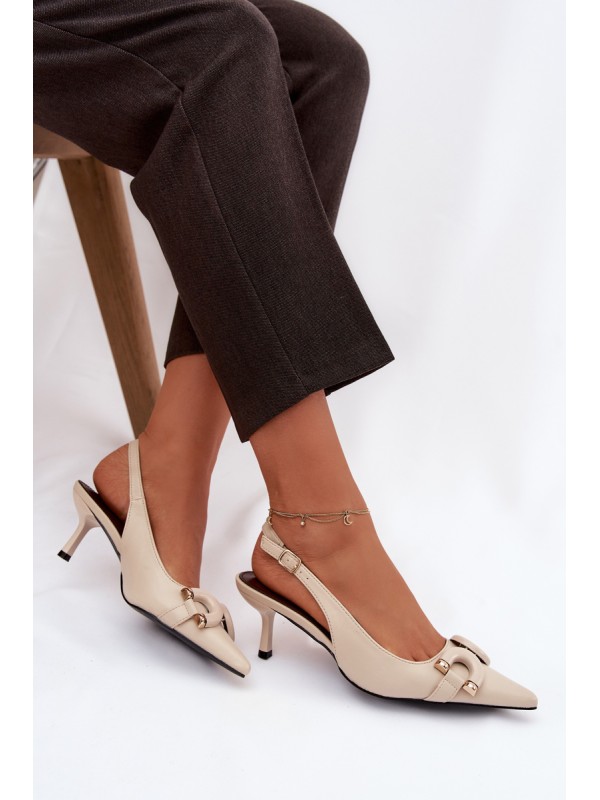 Women sandals on heel with decorative detail light beige Brienne