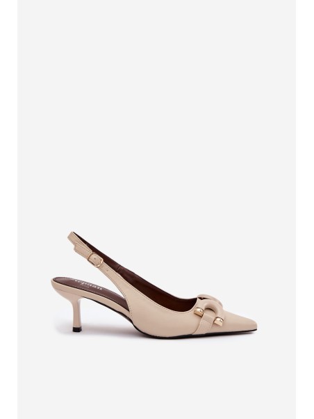 Women sandals on heel with decorative detail light beige Brienne
