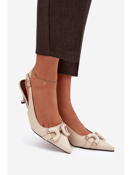 Women sandals on heel with decorative detail light beige Brienne