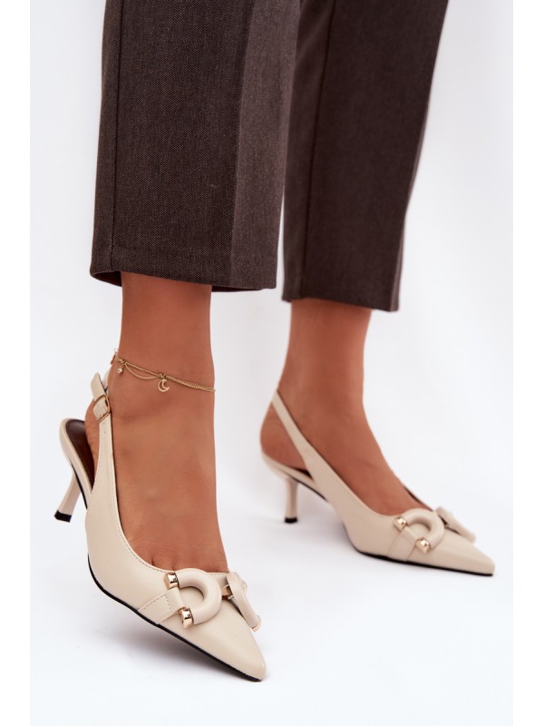 Women sandals on heel with decorative detail light beige Brienne