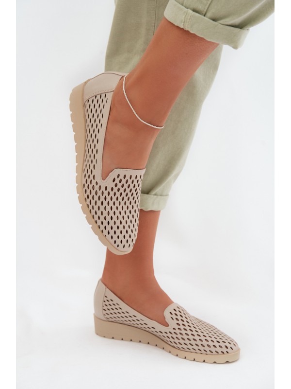 Women's Perforated Loafers Beige Flariette