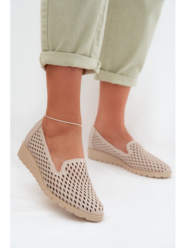 Women's Perforated Loafers Beige Flariette 2