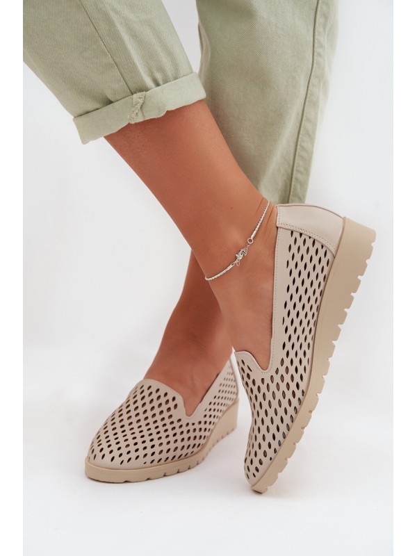 Women's Perforated Loafers Beige Flariette