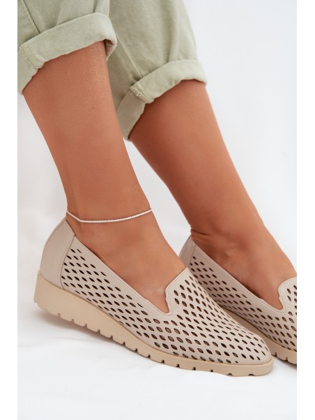 Women's Perforated Loafers Beige Flariette