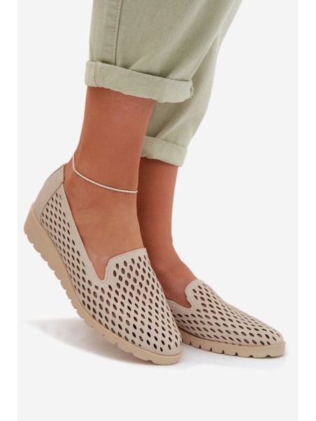 Women's Perforated Loafers Beige Flariette