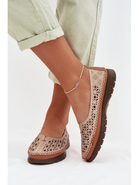 Women's Openwork Flats Sergio Leone SP-006 Pink