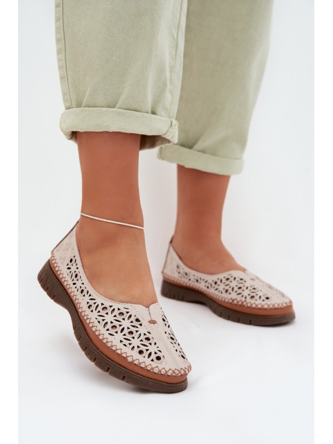 Women's Openwork Ballerinas Made of Natural Leather Sergio Leone SP-006 Gray 2