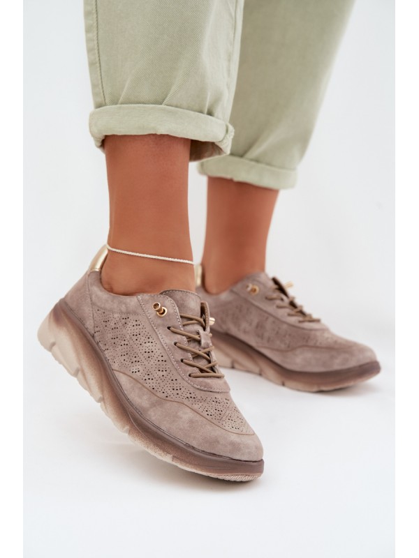 Leather Women's Mesh Sneakers Sergio Leone SP-002 Gray