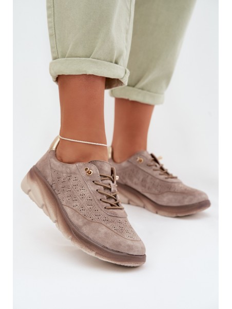 Leather Women's Mesh Sneakers Sergio Leone SP-002 Gray