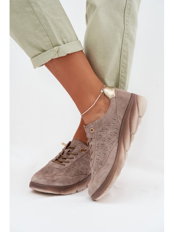 Leather Women's Mesh Sneakers Sergio Leone SP-002 Gray