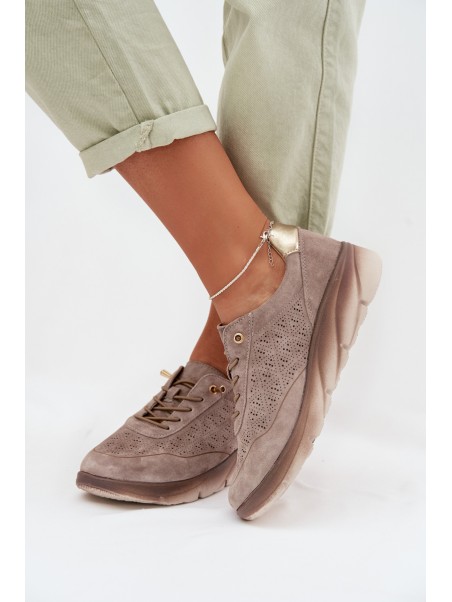 Leather Women's Mesh Sneakers Sergio Leone SP-002 Gray