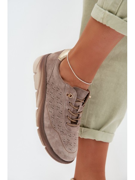 Leather Women's Mesh Sneakers Sergio Leone SP-002 Gray