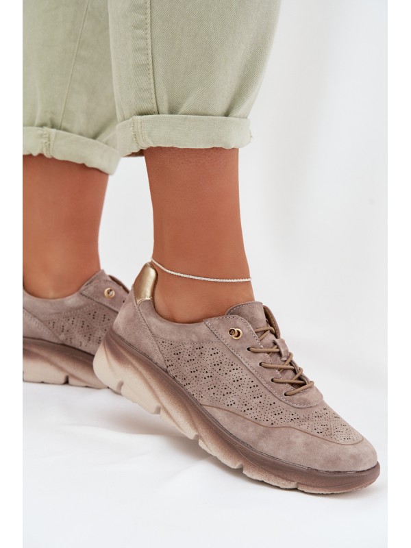 Leather Women's Mesh Sneakers Sergio Leone SP-002 Gray
