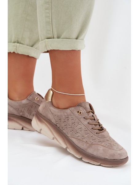 Leather Women's Mesh Sneakers Sergio Leone SP-002 Gray