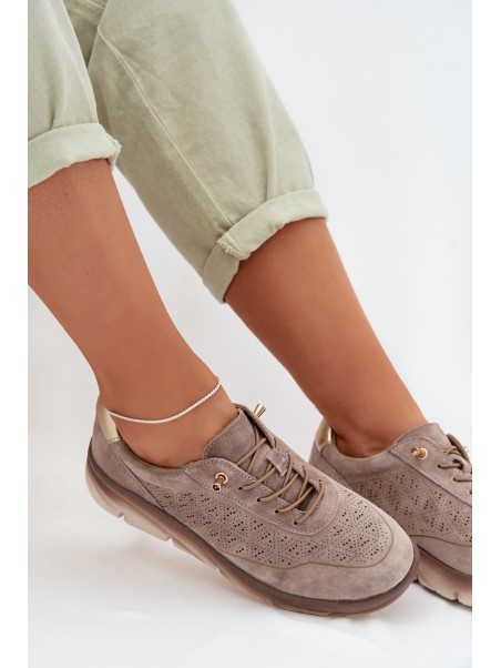 Leather Women's Mesh Sneakers Sergio Leone SP-002 Gray