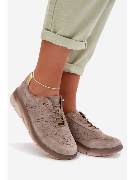 Leather Women's Mesh Sneakers Sergio Leone SP-002 Gray