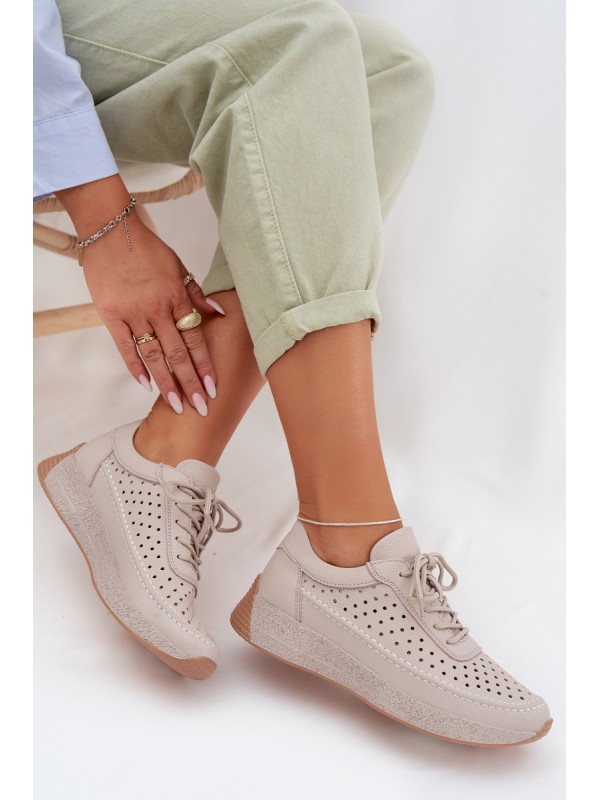 Leather Women's Sneakers Mesh Sergio Leone SP-013 Gray