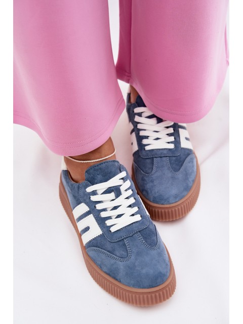 Women's Sneakers Made of Natural Suede Blue Delyssia