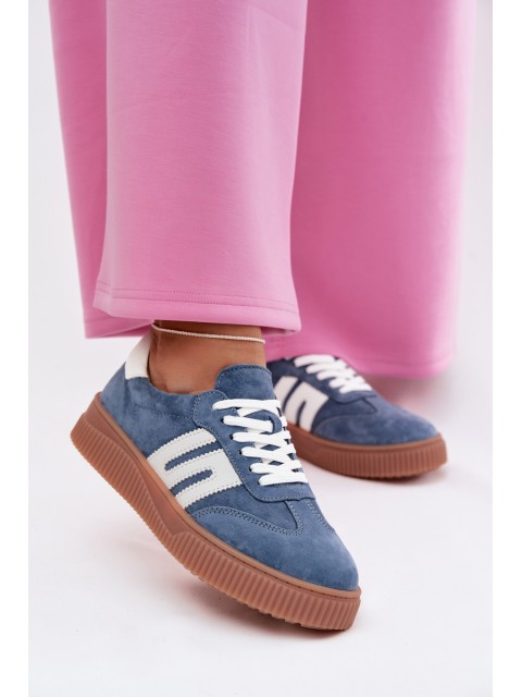 Women's Sneakers Made of Natural Suede Blue Delyssia 2
