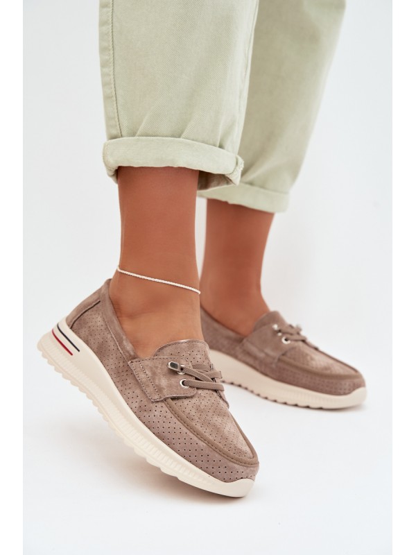 Beige Suede Loafers Selorette 2