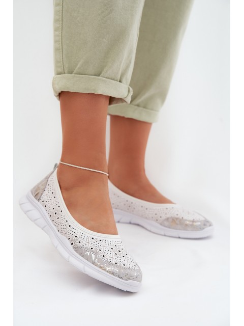 Leather Openwork Ballerinas S.Barski GR61-5973 White