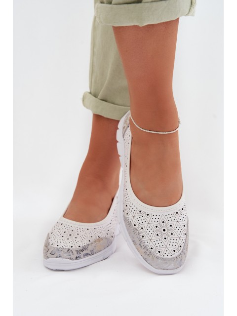 Leather Openwork Ballerinas S.Barski GR61-5973 White 2