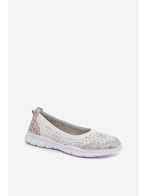 Leather Openwork Ballerinas S.Barski GR61-5973 White