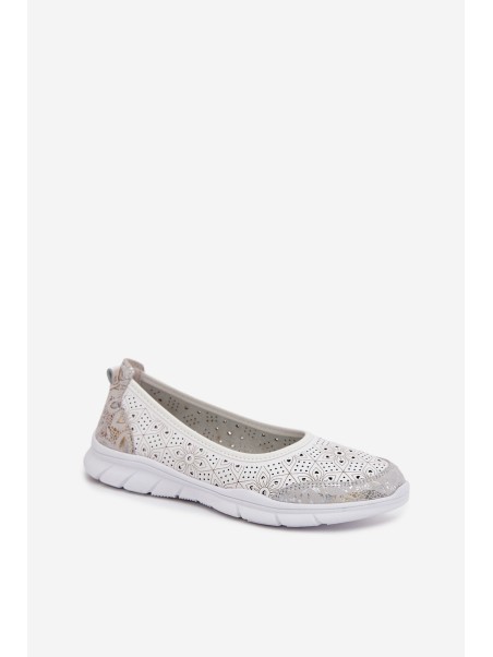 Leather Openwork Ballerinas S.Barski GR61-5973 White